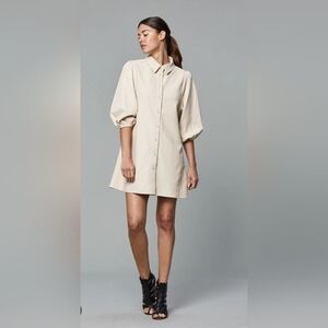 Dolce Cabo Soft Faux Suede Cream Shirt Dress Size M button Up